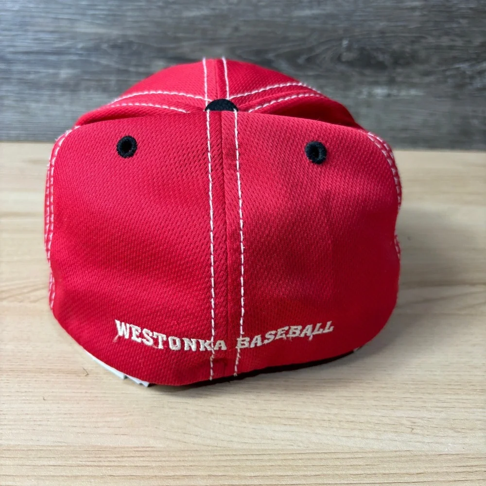 Minnetonka‎ Hat Cap Baseball Adult Small Red Baseball White Hawk High School